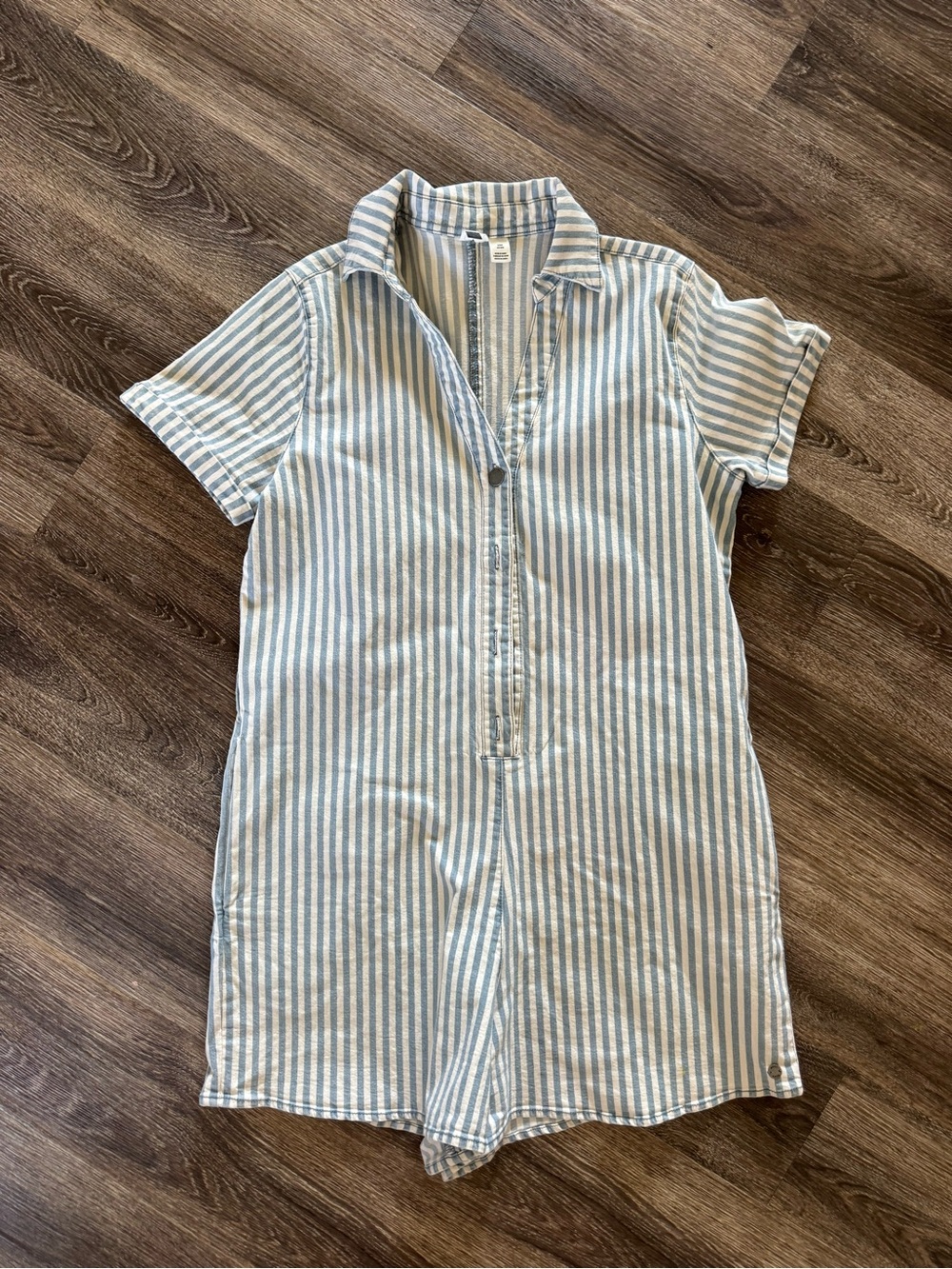 Roxy Blue and White Striped Short Sleeve Romper